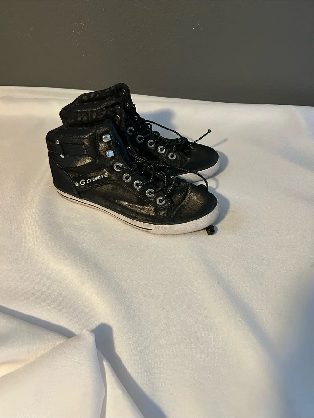 GUESS Black and White High-Top Sneakers